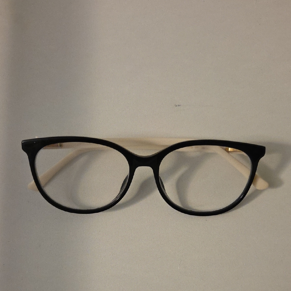 Jimmy Choo Black and Cream Cat-Eye Glasses